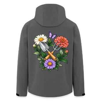 Hobbygärtner Geschenkidee Blumenkranz Garten - Recycelte Männer Softshell-Jacke von Stanley/Stella - Anthrazit - Hinten - AI Model Male 185 light (185cm)