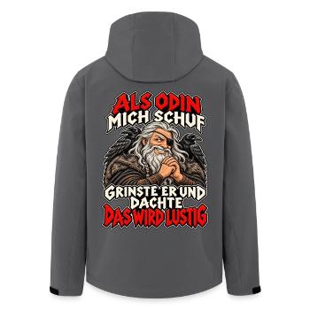Als Odin mich schuf Wikinger Humor - Recycelte Männer Softshell-Jacke von Stanley/Stella - Anthrazit - Hinten - AI Model Male 185 light (185cm)