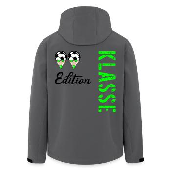 Fußball, Grundschule 2. Klasse - Recycelte Männer Softshell-Jacke von Stanley/Stella - Anthrazit - Hinten - AI Model Male 185 light (185cm)