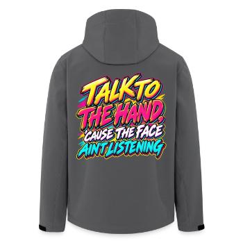 Talk to the Hand – 90er-Jahre-Neon-Graffiti - Recycelte Männer Softshell-Jacke von Stanley/Stella - Anthrazit - Hinten - AI Model Male 185 light (185cm)