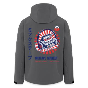 Mixtape Market Kassette mit einem Bleistift zurückspulen - Recycelte Männer Softshell-Jacke von Stanley/Stella - Anthrazit - Hinten - AI Model Male 185 light (185cm)
