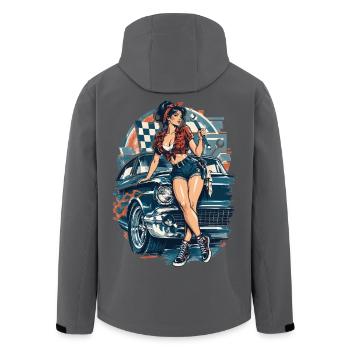 Hot Rod Pin-up Girl: 50s Muscle Car Mechanikerin - Recycelte Männer Softshell-Jacke von Stanley/Stella - Anthrazit - Hinten - AI Model Male 185 light (185cm)