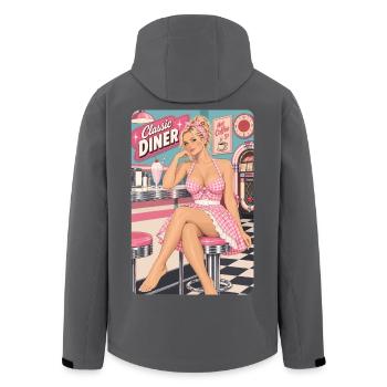 Rockabilly Pinup Girl blond im 50er Jahre Diner - Recycelte Männer Softshell-Jacke von Stanley/Stella - Anthrazit - Hinten - AI Model Male 185 light (185cm)