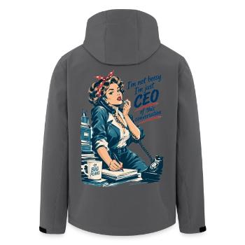 Retro Chefin: CEO of this conversation - Recycelte Männer Softshell-Jacke von Stanley/Stella - Anthrazit - Hinten - AI Model Male 185 light (185cm)
