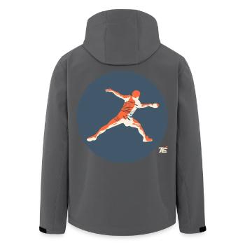 Tischtennisspieler in Aktion – Retro Stil - Recycelte Männer Softshell-Jacke von Stanley/Stella - Anthrazit - Hinten - AI Model Male 185 light (185cm)