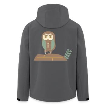 Little Owl on a Stone Wall - Recycelte Männer Softshell-Jacke von Stanley/Stella - Anthrazit - Hinten - AI Model Male 185 light (185cm)
