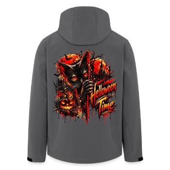 Halloween Time – Black Cat Gothic Back Print - Recycelte Männer Softshell-Jacke von Stanley/Stella - Anthrazit - Hinten - AI Model Male 185 light (185cm)