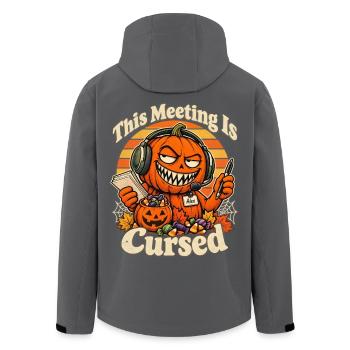 Halloween Kürbis This Meeting Is Cursed Bürospaß - Recycelte Männer Softshell-Jacke von Stanley/Stella - Anthrazit - Hinten - AI Model Male 185 light (185cm)