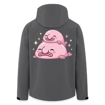 Kawaii Blobfisch Kuscheln Suesser Rosa Gestapel - Recycelte Männer Softshell-Jacke von Stanley/Stella - Anthrazit - Hinten - AI Model Male 185 light (185cm)
