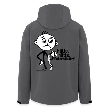 Strichel verlegen mit Fahrradkette: Hätte, hätte!! - Recycelte Männer Softshell-Jacke von Stanley/Stella - Anthrazit - Hinten - AI Model Male 185 light (185cm)