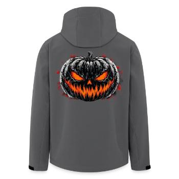 Finster Pumpkin: Schwarzweiß Jack-O'-Lantern - Recycelte Männer Softshell-Jacke von Stanley/Stella - Anthrazit - Hinten - AI Model Male 185 light (185cm)