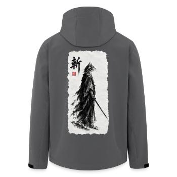 Samurai Katzensamurai  - Recycelte Männer Softshell-Jacke von Stanley/Stella - Anthrazit - Hinten - AI Model Male 185 light (185cm)