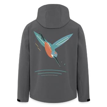 Tauchender Eisvogel über River Ripples - Recycelte Männer Softshell-Jacke von Stanley/Stella - Anthrazit - Hinten - AI Model Male 185 light (185cm)