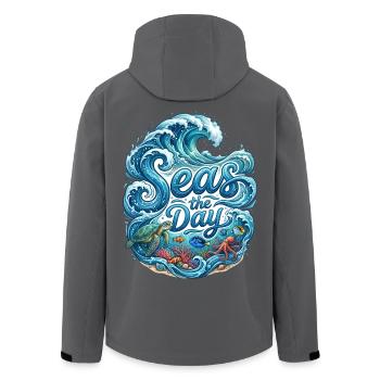 Sea the Day – Meereswellen und Meerestiere Design - Recycelte Männer Softshell-Jacke von Stanley/Stella - Anthrazit - Hinten - AI Model Male 185 light (185cm)