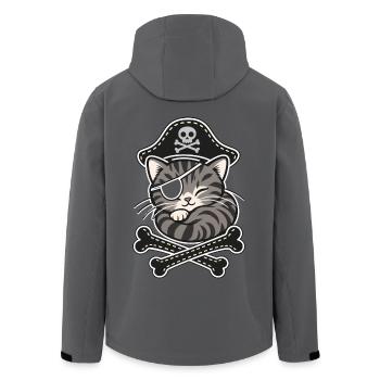 Piratenkatze Tigerkatze mit Augenklappe - Recycelte Männer Softshell-Jacke von Stanley/Stella - Anthrazit - Hinten - AI Model Male 185 light (185cm)