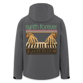 Synthesizer Hände Retro Keyboard Musiker - Recycelte Männer Softshell-Jacke von Stanley/Stella - Anthrazit - Hinten - AI Model Male 185 light (185cm)