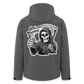 Bleib Positiv Grim Reaper Skelett Humor - Recycelte Männer Softshell-Jacke von Stanley/Stella - Anthrazit - Hinten - AI Model Male 185 light (185cm)