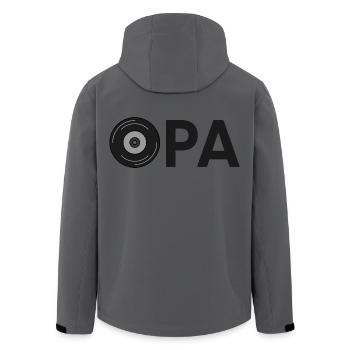 Opa mit Schallplatte – Schwarz - Recycelte Männer Softshell-Jacke von Stanley/Stella - Anthrazit - Hinten - AI Model Male 185 light (185cm)