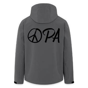 Opa mit Friedenszeichen – Schwarz - Recycelte Männer Softshell-Jacke von Stanley/Stella - Anthrazit - Hinten - AI Model Male 185 light (185cm)