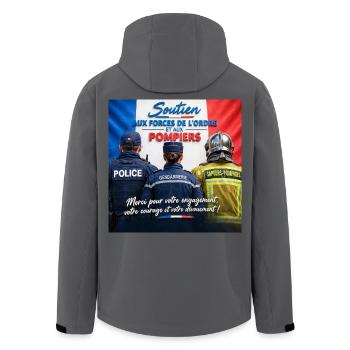Polizist, Polizei, Gendarm, Feuerwehrmann - Recycelte Männer Softshell-Jacke von Stanley/Stella - Anthrazit - Hinten - AI Model Male 185 light (185cm)
