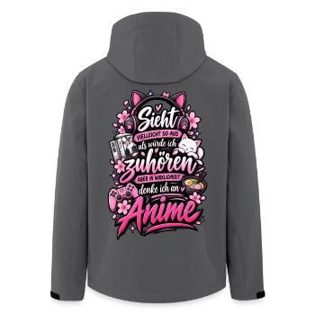Ich denke an Anime – Lustiger Fan-Spruch - Recycelte Männer Softshell-Jacke von Stanley/Stella - Anthrazit - Hinten - AI Model Male 185 light (185cm)