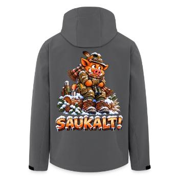 Saukalt! Frierendes Wildschwein, Lustiges Jagd - Recycelte Männer Softshell-Jacke von Stanley/Stella - Anthrazit - Hinten - AI Model Male 185 light (185cm)
