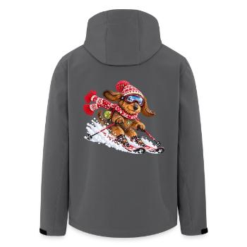 Skifahrender Dackel – Winterspaß auf vier Pfoten - Recycelte Männer Softshell-Jacke von Stanley/Stella - Anthrazit - Hinten - AI Model Male 185 light (185cm)