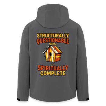 Strukturell fragwürdig, spirituell vollständig - Recycelte Männer Softshell-Jacke von Stanley/Stella - Anthrazit - Hinten - AI Model Male 185 light (185cm)