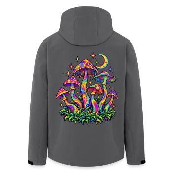 Bunte Pilze mit Mond und Sternen – Retro Design - Recycelte Männer Softshell-Jacke von Stanley/Stella - Anthrazit - Hinten - AI Model Male 185 light (185cm)