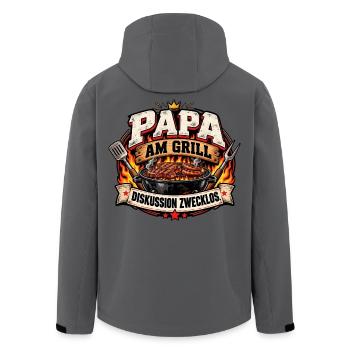 Papa am Grill: Diskussion Zwecklos - Recycelte Männer Softshell-Jacke von Stanley/Stella - Anthrazit - Hinten - AI Model Male 185 light (185cm)