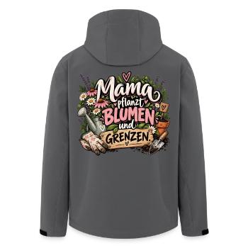 Mama pflanzt Blumen und Grenzen - Recycelte Männer Softshell-Jacke von Stanley/Stella - Anthrazit - Hinten - AI Model Male 185 light (185cm)