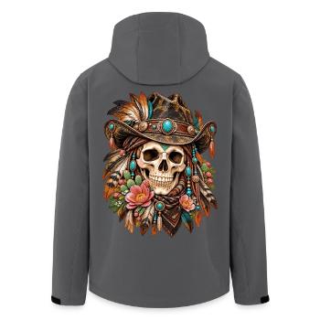 Totenkopf, Totenkopf, Biker, Totenkopf, Cowboyhut - Recycelte Männer Softshell-Jacke von Stanley/Stella - Anthrazit - Hinten - AI Model Male 185 light (185cm)