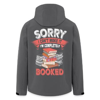 Entschuldigung, alle reserviert: Stapel Bücher - Recycelte Männer Softshell-Jacke von Stanley/Stella - Anthrazit - Hinten - AI Model Male 185 light (185cm)