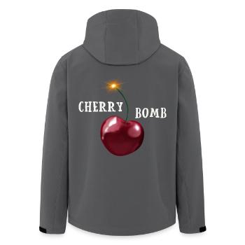 Cherry Bomb - Kirsche mit brennender Lunte - Recycelte Männer Softshell-Jacke von Stanley/Stella - Anthrazit - Hinten - AI Model Male 185 light (185cm)