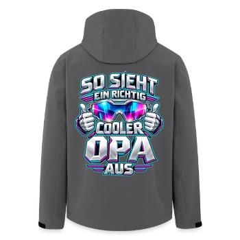 Cooler Opa mit futuristischer Brille - Recycelte Männer Softshell-Jacke von Stanley/Stella - Anthrazit - Hinten - AI Model Male 185 light (185cm)