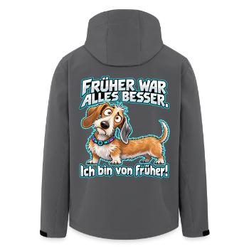 Früher war alles besser – Dackel - Recycelte Männer Softshell-Jacke von Stanley/Stella - Anthrazit - Hinten - AI Model Male 185 light (185cm)