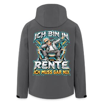 Rentner im Sessel – Ich muss gar nix - Recycelte Männer Softshell-Jacke von Stanley/Stella - Anthrazit - Hinten - AI Model Male 185 light (185cm)