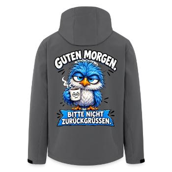 Guten Morgen Bitte Nicht Zurück Grüßen Ironie Fun - Recycelte Männer Softshell-Jacke von Stanley/Stella - Anthrazit - Hinten - AI Model Male 185 light (185cm)