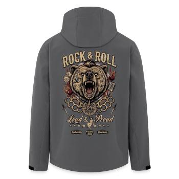 Rock & Roll Bär – Laut & Stolz - Recycelte Männer Softshell-Jacke von Stanley/Stella - Anthrazit - Hinten - AI Model Male 185 light (185cm)