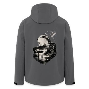 Mond über Fuji und Torii - Recycelte Männer Softshell-Jacke von Stanley/Stella - Anthrazit - Hinten - AI Model Male 185 light (185cm)