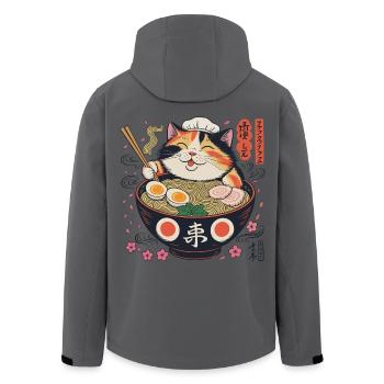 Ramen Katze mit Kochmütze - Recycelte Männer Softshell-Jacke von Stanley/Stella - Anthrazit - Hinten - AI Model Male 185 light (185cm)