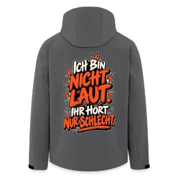 Ich bin NICHT LAUT – Hörst du schlecht - Recycelte Männer Softshell-Jacke von Stanley/Stella - Anthrazit - Hinten - AI Model Male 185 light (185cm)