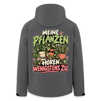 Meine Pflanzen hören wenigstens zu - Recycelte Männer Softshell-Jacke von Stanley/Stella - Anthrazit - Hinten - AI Model Male 185 light (185cm)