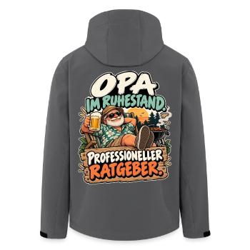 Opa im Ruhestand: Profi Ratgeber - Recycelte Männer Softshell-Jacke von Stanley/Stella - Anthrazit - Hinten - AI Model Male 185 light (185cm)