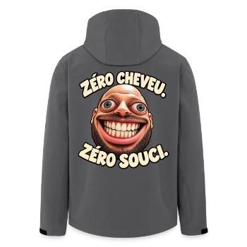 Keine Haare, keine Sorgen – Glatze und bärtiger Humor - Recycelte Männer Softshell-Jacke von Stanley/Stella - Anthrazit - Hinten - AI Model Male 185 light (185cm)