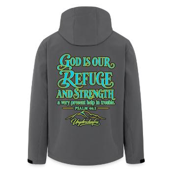 4_God is our refuge - Recycelte Männer Softshell-Jacke von Stanley/Stella - Anthrazit - Hinten - AI Model Male 185 light (185cm)
