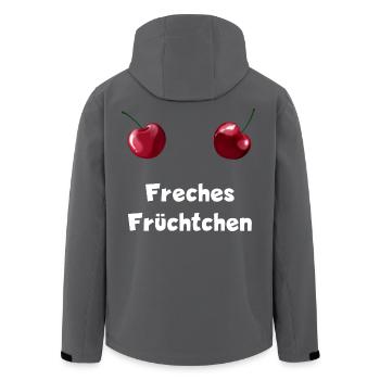 Freches Früchtchen - Zwei Kirschen Busen - Recycelte Männer Softshell-Jacke von Stanley/Stella - Anthrazit - Hinten - AI Model Male 185 light (185cm)