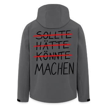 SOLLTE / HÄTTE / KÖNNTE / MACHEN - Recycelte Männer Softshell-Jacke von Stanley/Stella - Anthrazit - Hinten - AI Model Male 185 light (185cm)