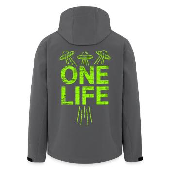 One Life Alien UFO Neon Grün - Recycelte Männer Softshell-Jacke von Stanley/Stella - Anthrazit - Hinten - AI Model Male 185 light (185cm)