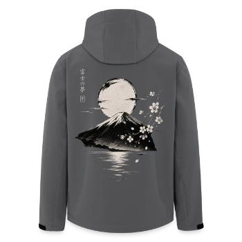 Fuji Berg unter Mondlicht - Recycelte Männer Softshell-Jacke von Stanley/Stella - Anthrazit - Hinten - AI Model Male 185 light (185cm)